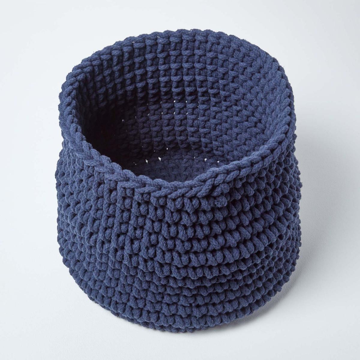 AUFBEWAHRUNGSKORB Baumwolle 42/37 cm - Dunkelblau, Textil (42/42/37cm) - Homescapes
