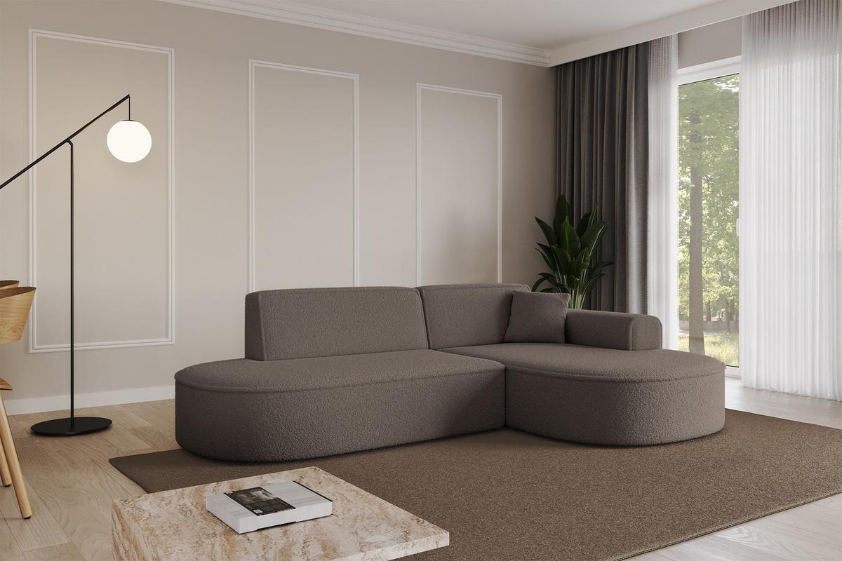 ECKSOFA Ottomane Rechts MARI-L1 - 243x171x79 cm Braun Bouclé - Schwarz/Braun, Holzwerkstoff/Kunststoff (171/243cm) - ALTDECOR