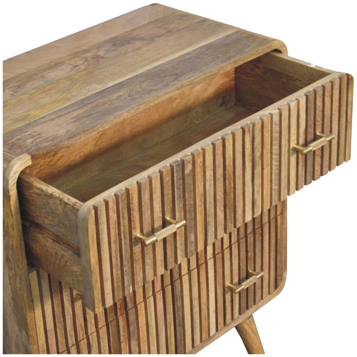 TRUHE Metropolitan 3-Schublade, Nordische Beine, Beige - Beige/Messingfarben, Holz/Metall (70/79/35cm) - Artisan Furniture
