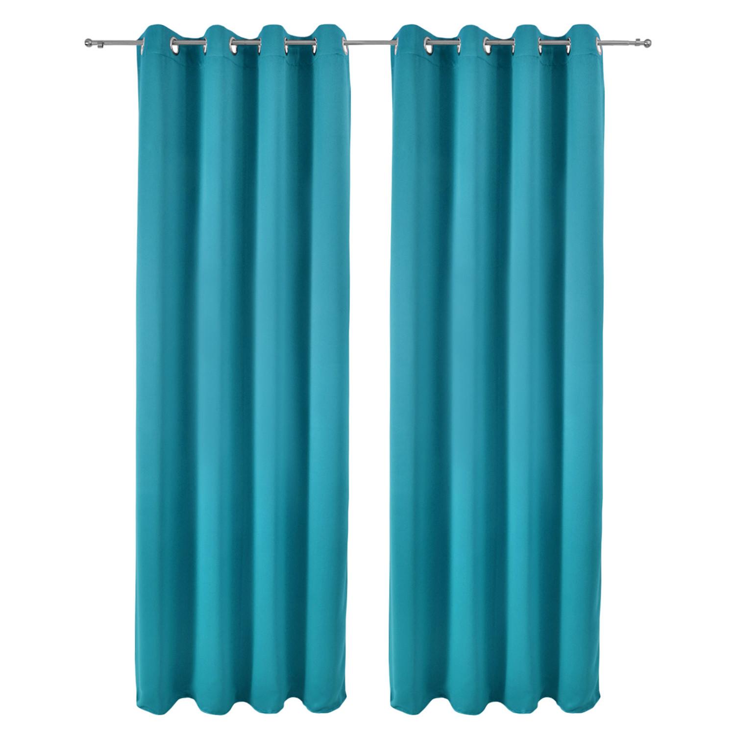 VORHANG Amelie BO mit Öse 140x245cm Türkis (2tlg) - Türkis, Textil (140/245/1cm) - Beautissu 