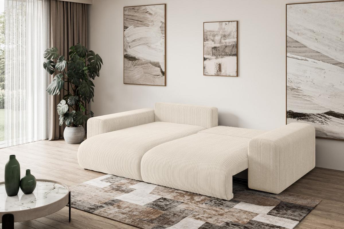 ECKSOFA Ottomane links ESKAR-L 266x176x72 Taupe Cord - Taupe/Schwarz, Holzwerkstoff/Kunststoff (266/176cm) - ALTDECOR