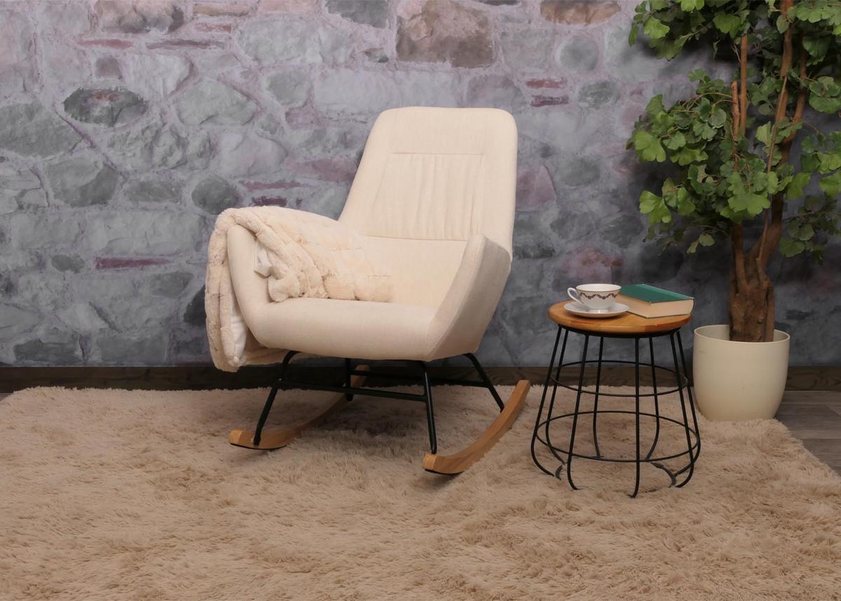 SCHAUKELSTUHL Cremeweiß - Creme/Weiß, Holz (67/92/85cm) - MCW
