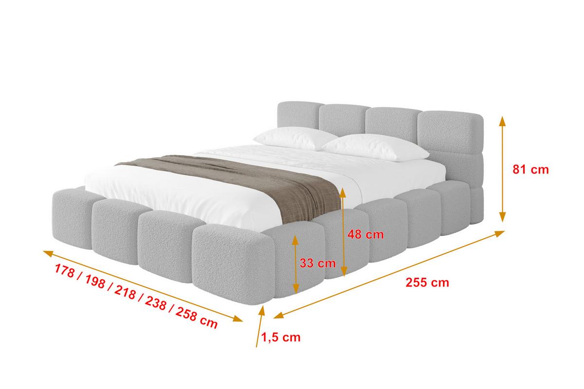 POLSTERBETT mit Bettkasten und Lattenrost, Bett mit Kopfteil, Boxbett ohne Matratze, Doppelbett mit Stauraum - NATA-v1 120x200 Hellgrau - Hellgrau, Holzwerkstoff/Textil (120/200cm) - ALTDECOR