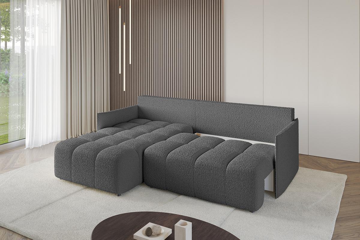 ECKSOFA Ottomane links LONLI-L 251x189x68 Platinfarben Bouclé - Platinfarben, Holzwerkstoff/Kunststoff (251/189cm) - ALTDECOR