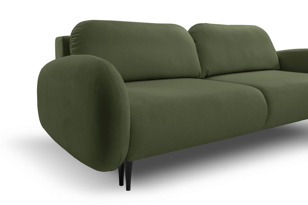 BETTSOFA AGIO Grün Plüsch-Stoff mit Schlaffunktion - Grün, Holz (232/95/109cm) - MASSENO