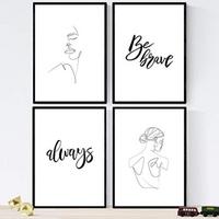 POSTER Set mit 4 ‚immer mutig‘ A3 Schwarzer Rahmen - Schwarz, Papier (29.7/3cm) - Nacnic