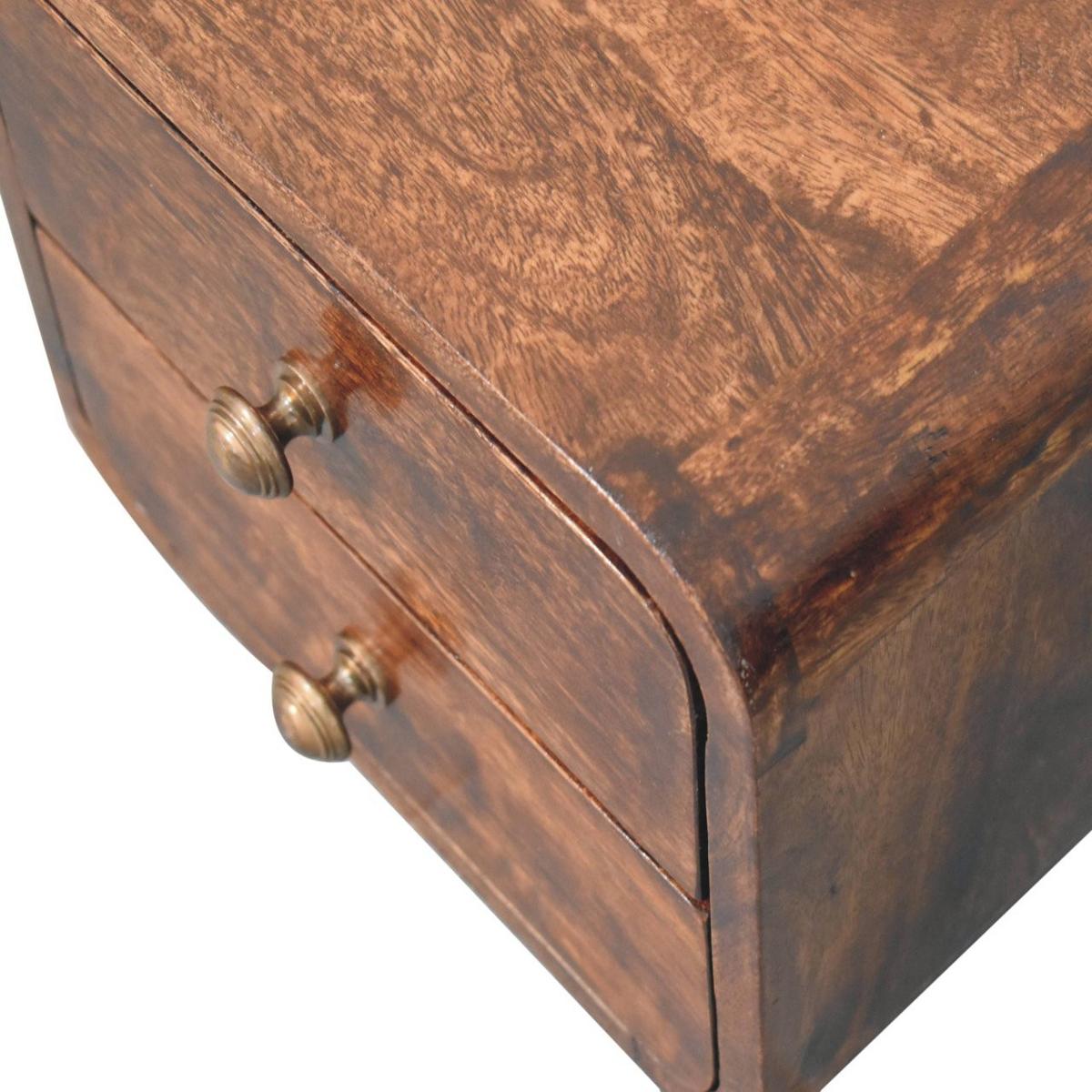 NACHTKASTEN Mini Geschwungen Kalifornisch Nussbaum Wandmontiert, 2 Schubladen, Dunkelbraun - Messingfarben/Nussbaumfarben, Holz/Metall (30/25/25cm) - Artisan Furniture
