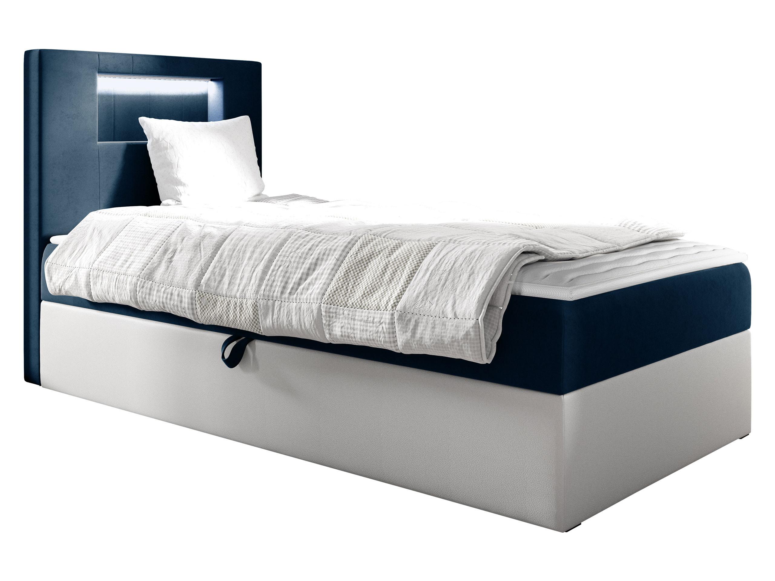 BOXBETT Gold Junior 1, Seite zum Öffnen des Bettkastens: Links - H3 - Blau/Weiß, Holz (90/200cm) - MIRJAN24