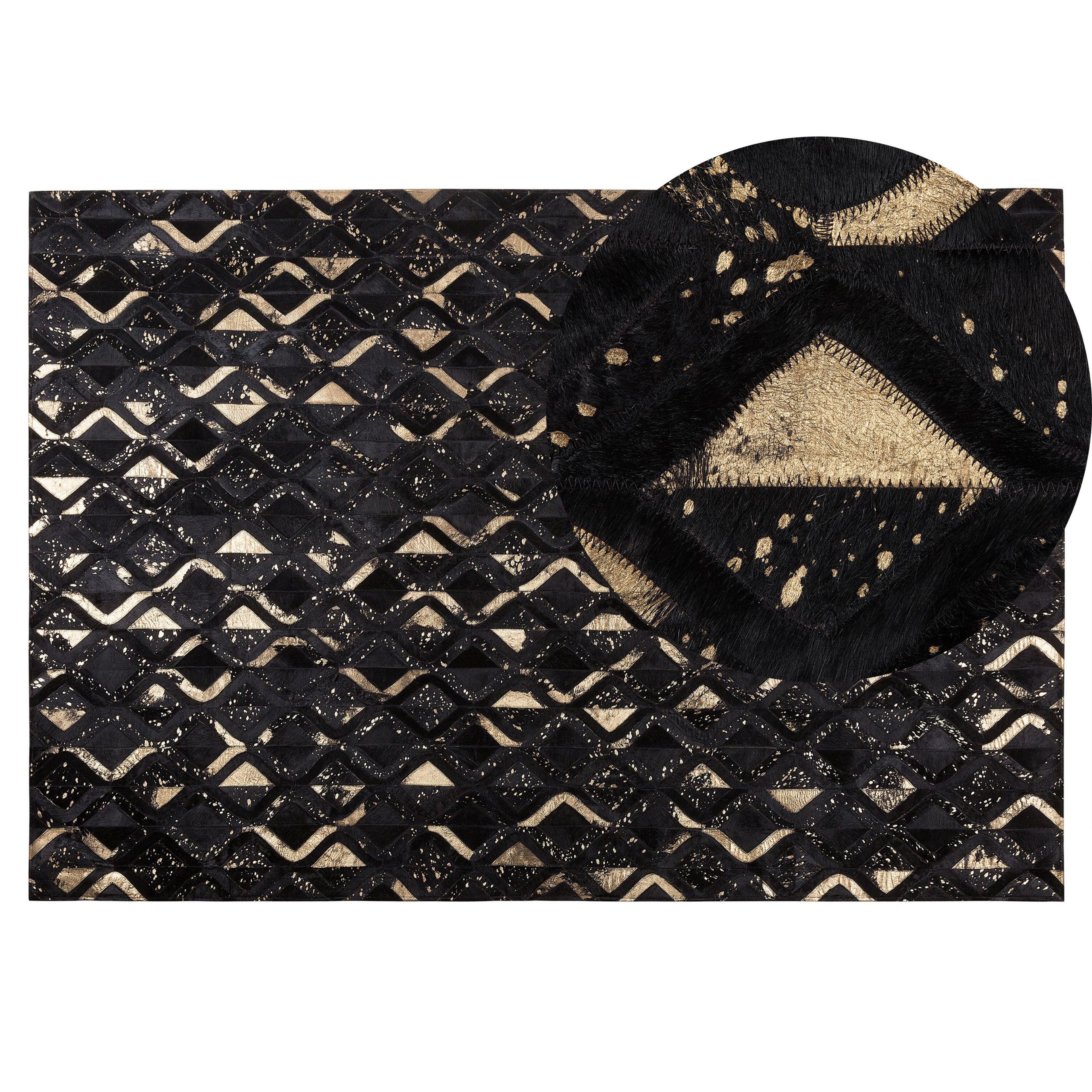 KURZFLOR-TEPPICH Develi 200/140 cm - Schwarz, Fell (140/200cm) - Beliani