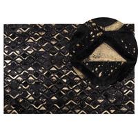 KURZFLOR-TEPPICH Develi 200/140 cm - Schwarz, Fell (140/200cm) - Beliani