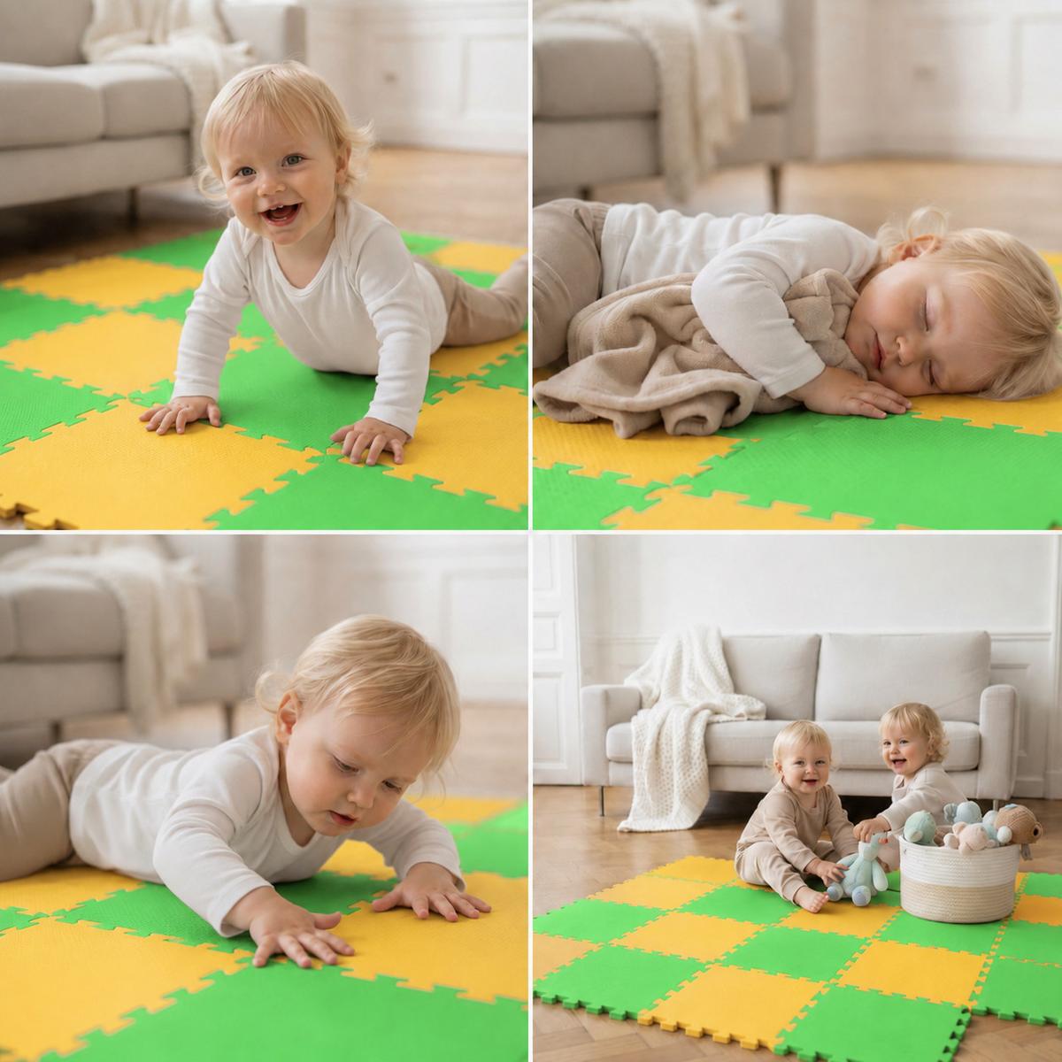 SPIELMATTE ab Null - 180/90/1 cm Puzzlematte Grün - Multicolor, Kunststoff (30/30cm) - Littletom