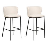 BARSTUHL 2er-Set Bouclé cremeweiss/schwarz Mina - Schwarz/Weiß, Textil (52/98/46cm) - Beliani