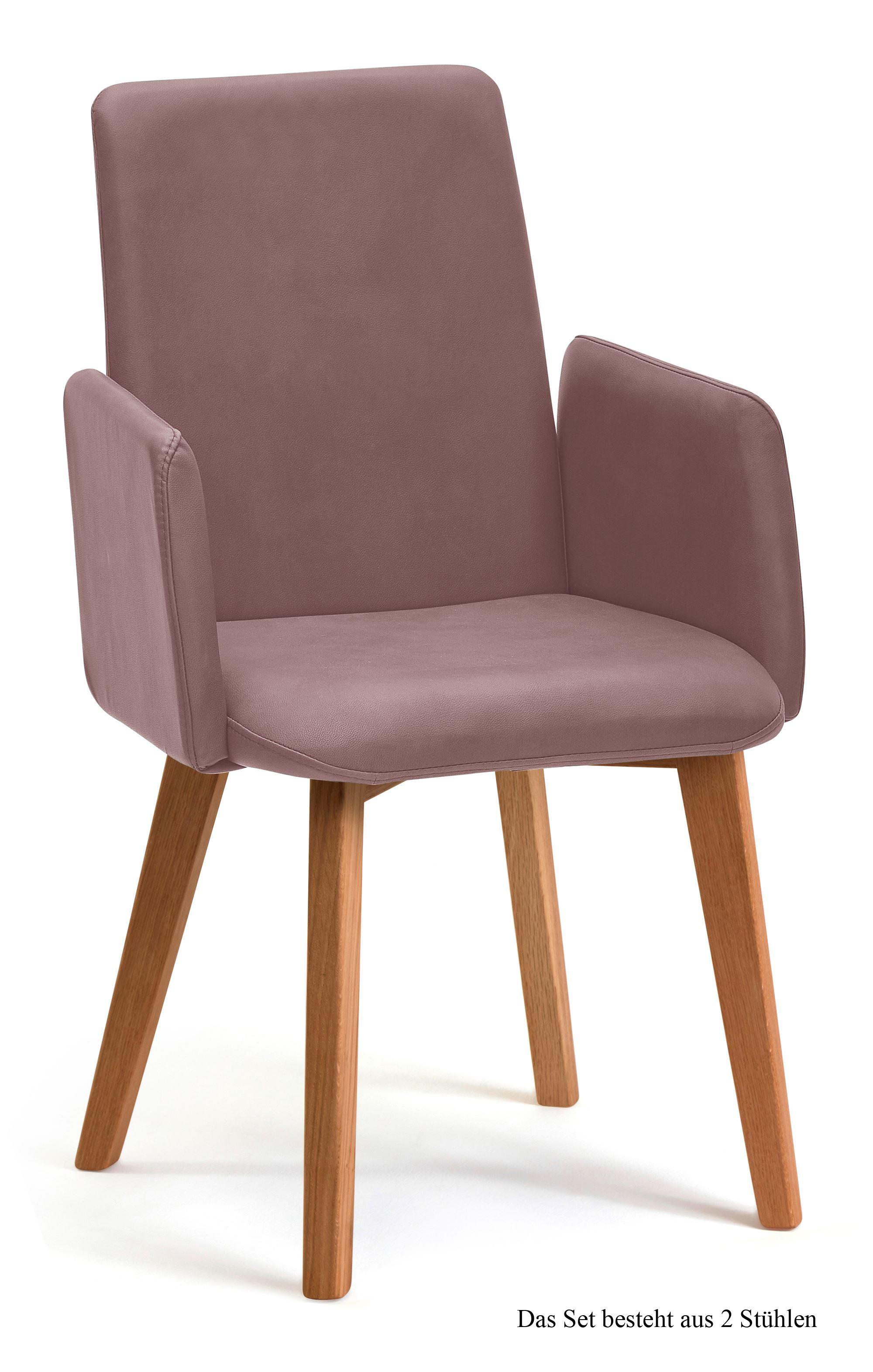 ARMLEHNSTUHL (2er-Set) Darcie 52x92x60 Eiche geölt/Rosewood - Eichefarben/Dunkelrosa, Kunststoff (60/92/52cm) - 58aufmkessel