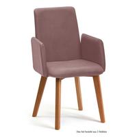 ARMLEHNSTUHL (2er-Set) Darcie 52x92x60 Eiche geölt/Rosewood - Eichefarben/Dunkelrosa, Kunststoff (60/92/52cm) - 58aufmkessel