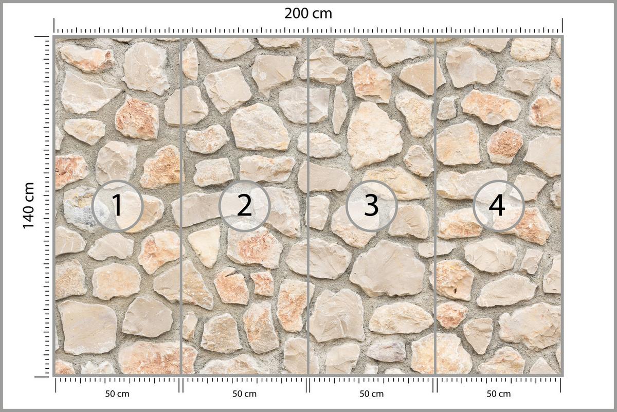 FOTOTAPETE für Wohnzimmer Steinmauer Ziegel Wand Industrial Textur 200x140 - Weiß/Grau, Papier (200/140cm) - Muralo