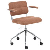 SCHREIBTISCHSTUHL Braun Candor - Silberfarben/Braun, Kunststoff/Textil (47/74/45cm) - Beliani