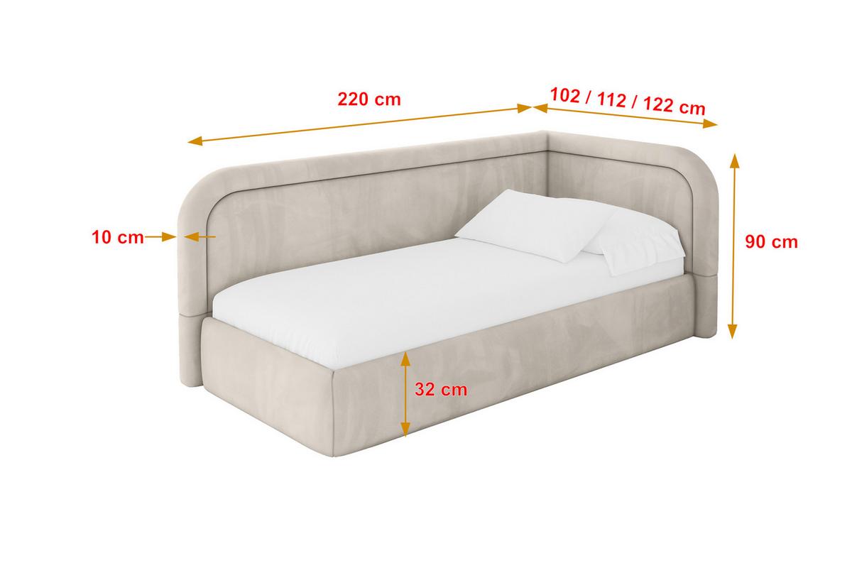 EINZELLBETT Jugendbett mit Bettkasten und Matratze H3/H4, Links - JOVY 80x200 Beige - Ecru, Holzwerkstoff/Textil (80/200cm) - ALTDECOR