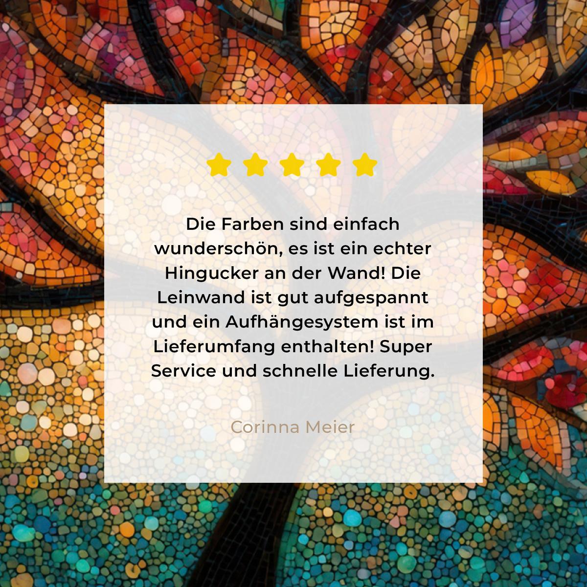LEINWANDBILD Mosaik - Bunt - Baum - Äste Deko Wohnzimmer 20x20 cm - Multicolor, Textil (20/20cm) - MuchoWow