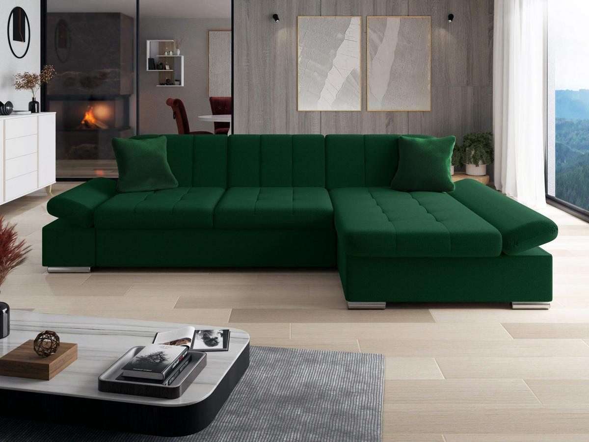 ECKSOFA Malwi, Seite: Rechts - Smaragdgrün, Holz/Textil (278/161cm) - MIRJAN24