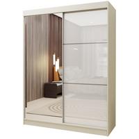 SCHWEBETÜRENSCHRANK VITALE 150/216/61 cm 2-türig mit Spiegel Kaschmir - Kaschmir/Weiß, Holzwerkstoff (150/216/61cm) - MASSENO
