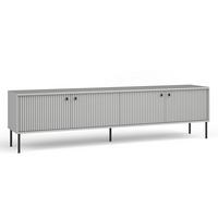LOWBOARD Irelis 4T Grau 207/54,8/41 cm – mit geriffelten Fronten, mit schwarzen Beinen - Schwarz/Grau, Holzwerkstoff/Metall (207/54.8/41cm) - AX Living