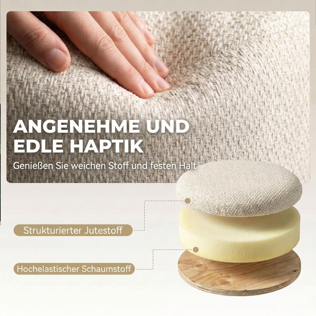 HOCKER-MIT-STAURAUM Polyester Beige - Beige, Holz/Textil (38.5/33.5/38.5cm) - HOMCOM