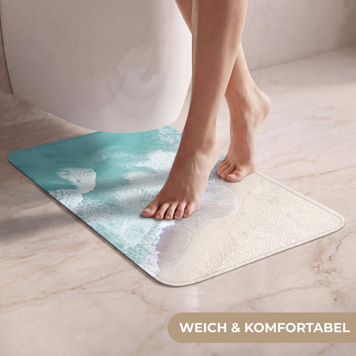 WC-VORLEGER Strand - Meer - Natur - Sommer WC Teppich 40x60 cm - Türkis, Textil (40/1cm) - OnlyWow