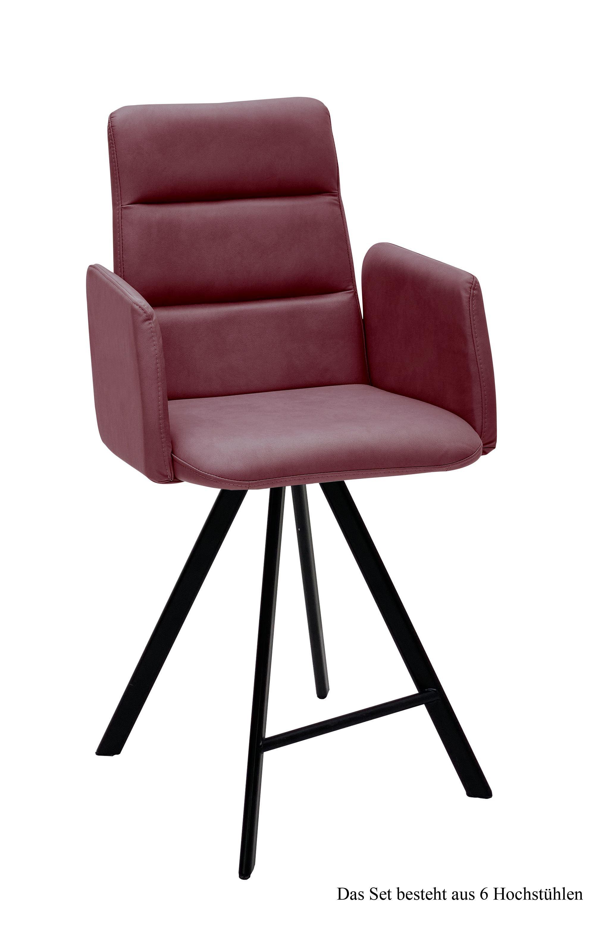 THEKENSTUHL drehbar (6er-Set) Devonna 52x109x60 Schwarz/Marsala - Brombeere/Schwarz, Kunststoff (60/109/52cm) - 58aufmkessel