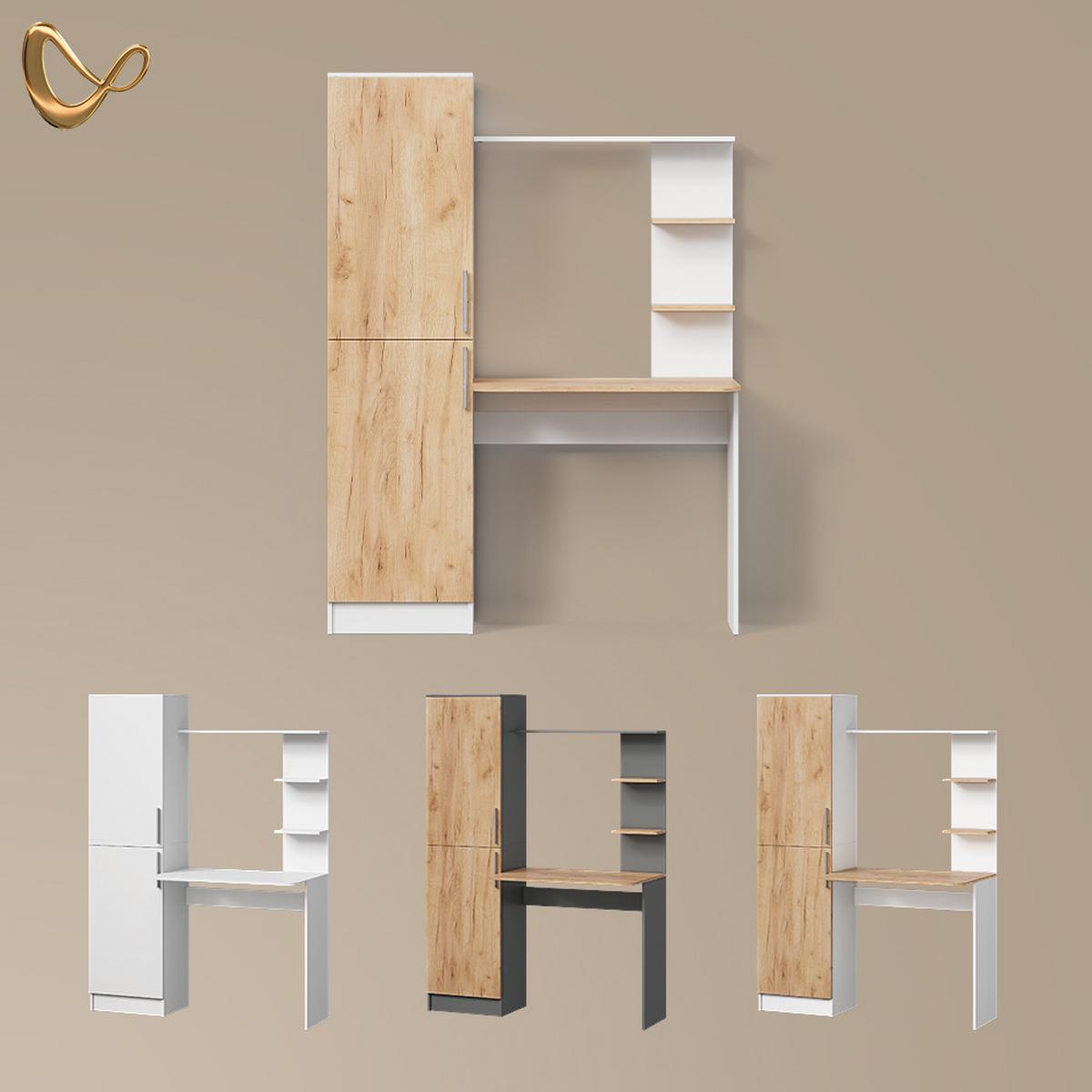 SCHREIBTISCH Rina Weiß/Goldkraft Eiche 122.9 x 168 cm - Honigeiche/Weiß, Holzwerkstoff (52/122.9/168cm) - Livinity®
