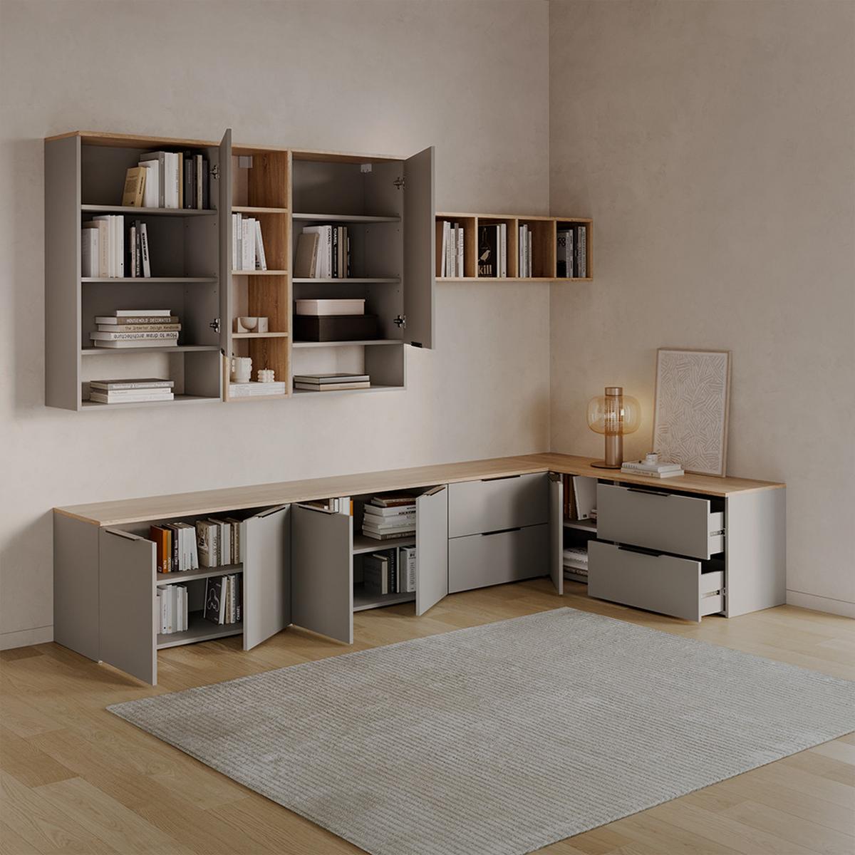 HÄNGESCHRANK Piave Greige 60 x 100 cm mit Tür - Greige, Holzwerkstoff (60/100/30cm) - Livinity®