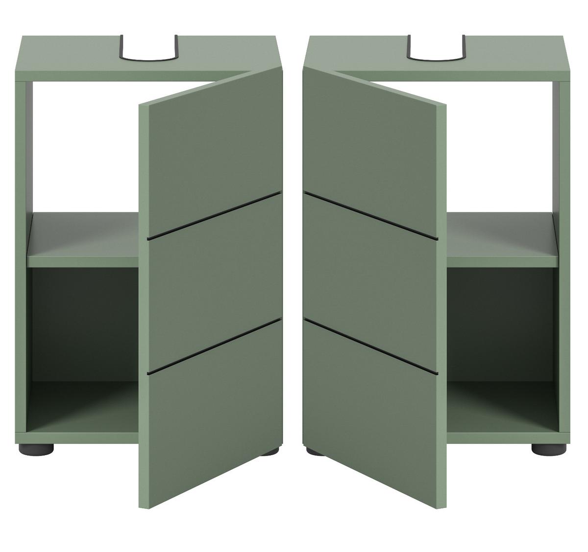 WASCHBECKENUNTERSCHRANK grün, Badezimmer Unterschrank 38 x 56 cm - Schwarz/Grün, Holzwerkstoff/Kunststoff (60/56/34cm) - Inn.Furn