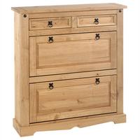 MEXIKO MÖBEL SCHUHSCHRANK TEQUILA - Kieferfarben, Holz (100/110/26cm) - IDIMEX