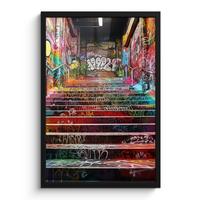 POSTER MIT RAHMEN Treppe - Graffiti - Farben - Kunst Bilder mit Rahmen 40x60 cm - Multicolor, Papier (40/60cm) - MuchoWow