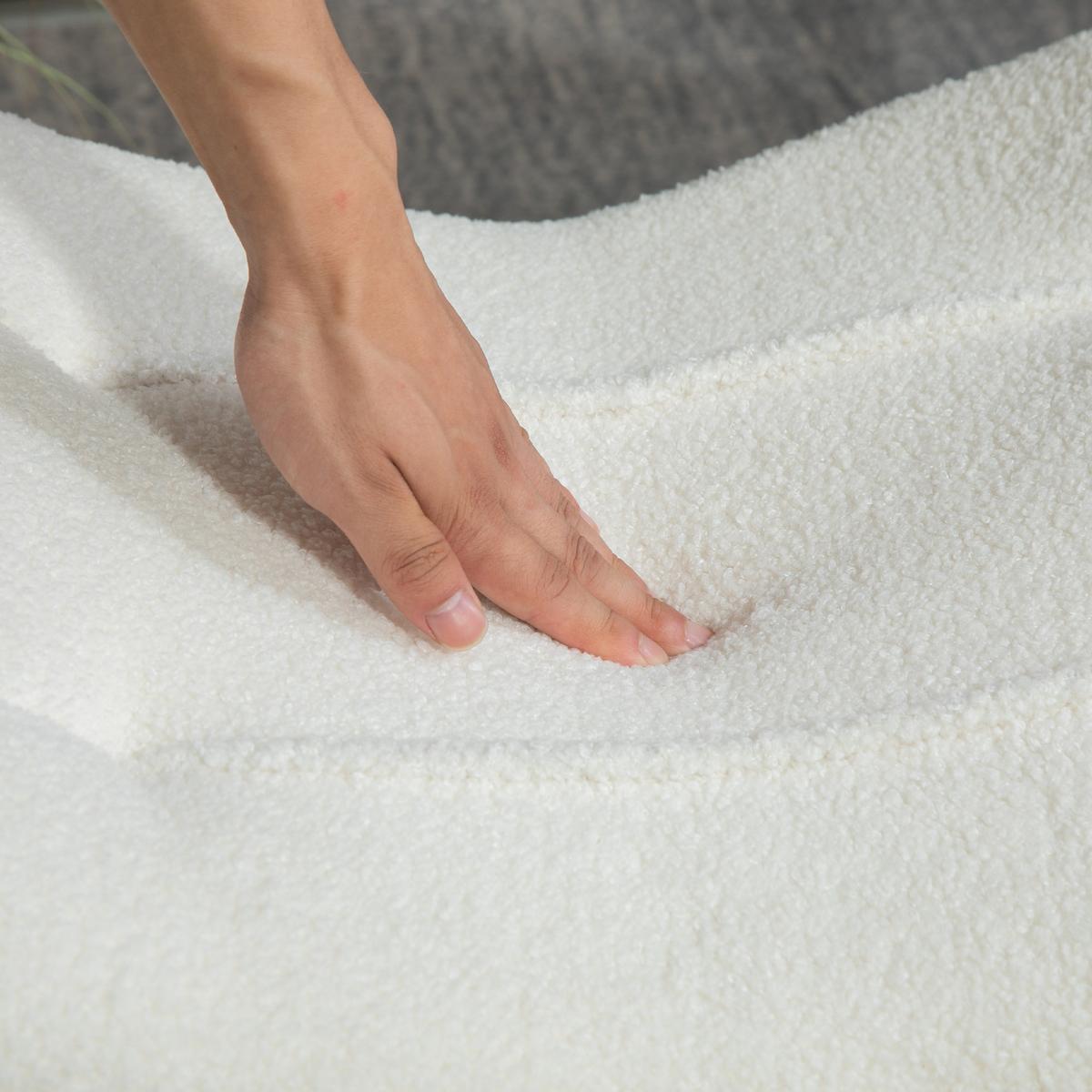SITZHOCKER, Fußhocker, Polsterhocker, Fußstütze bis 120 kg belastbar Cremeweiß - Weiß, Kunststoff (45/38/67cm) - HOMCOM