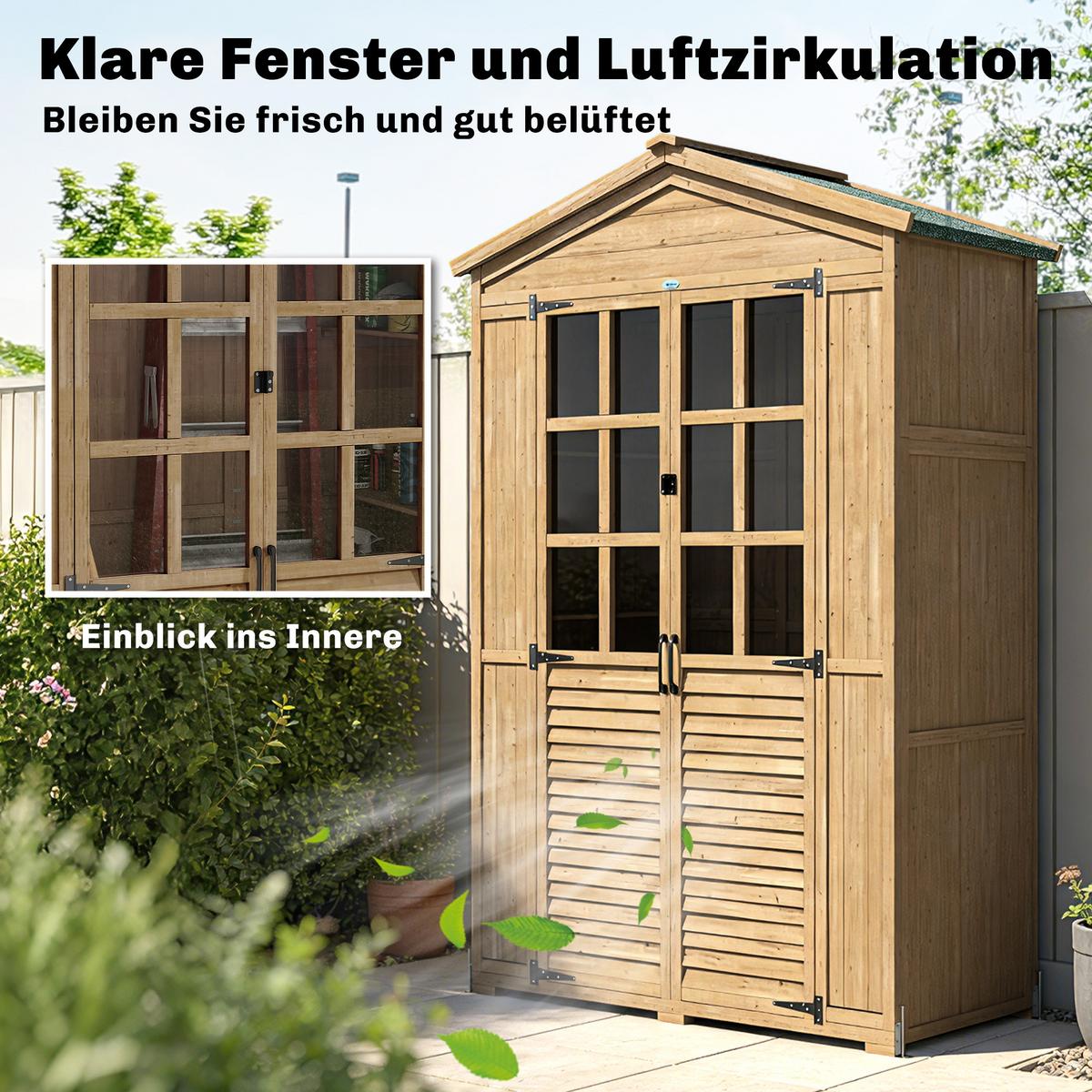 GERÄTESCHUPPEN Tannenholz Braun - Hellbraun, Holz/Kunststoff (57.5/197/128cm) - Outsunny