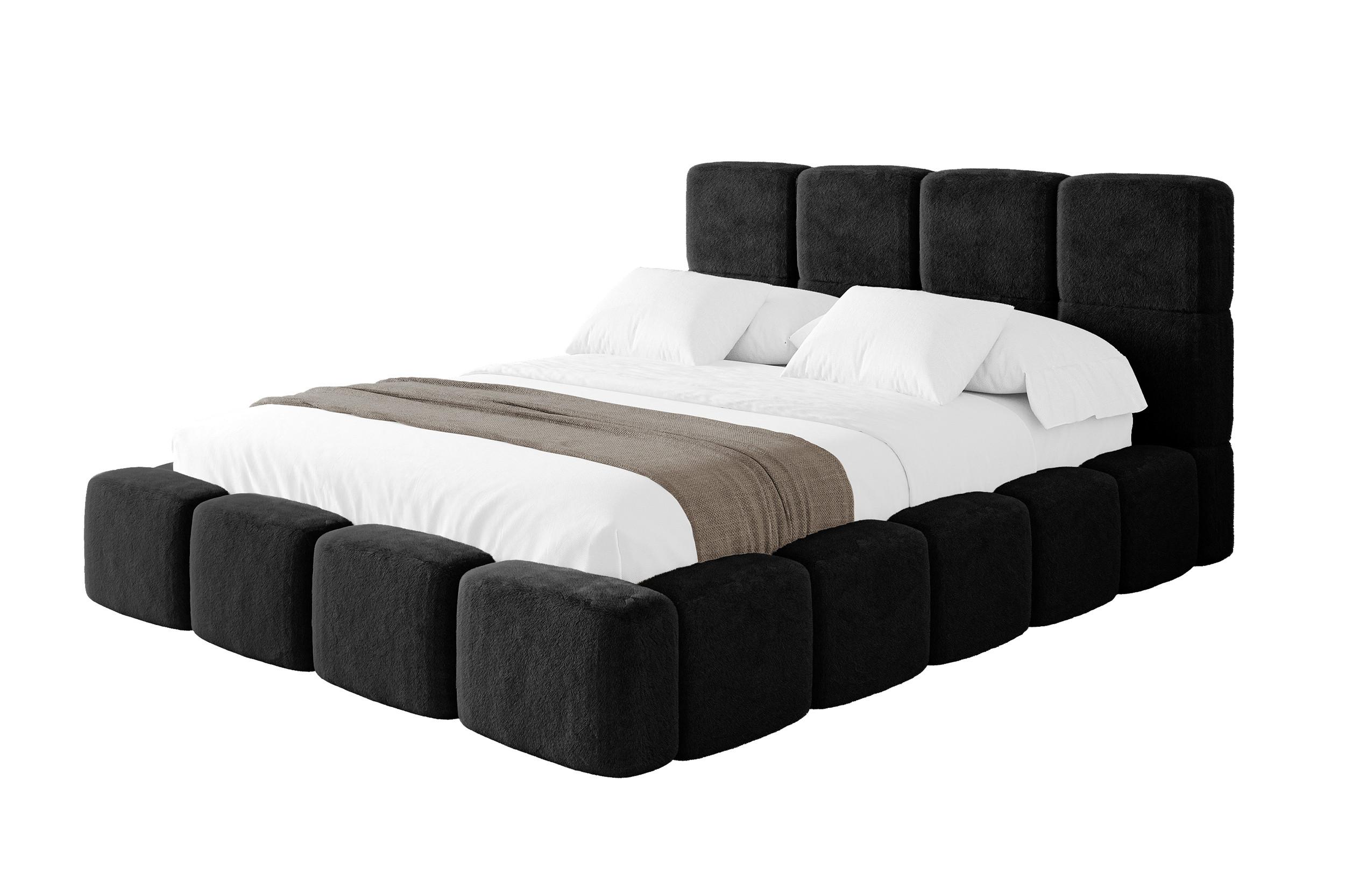 POLSTERBETT mit Bettkasten und Lattenrost mit Kopfteil, Boxbett ohne Matratze, mit Stauraum - NATA 200x200 Schwarz - Schwarz, Holzwerkstoff/Textil (200/200cm) - ALTDECOR