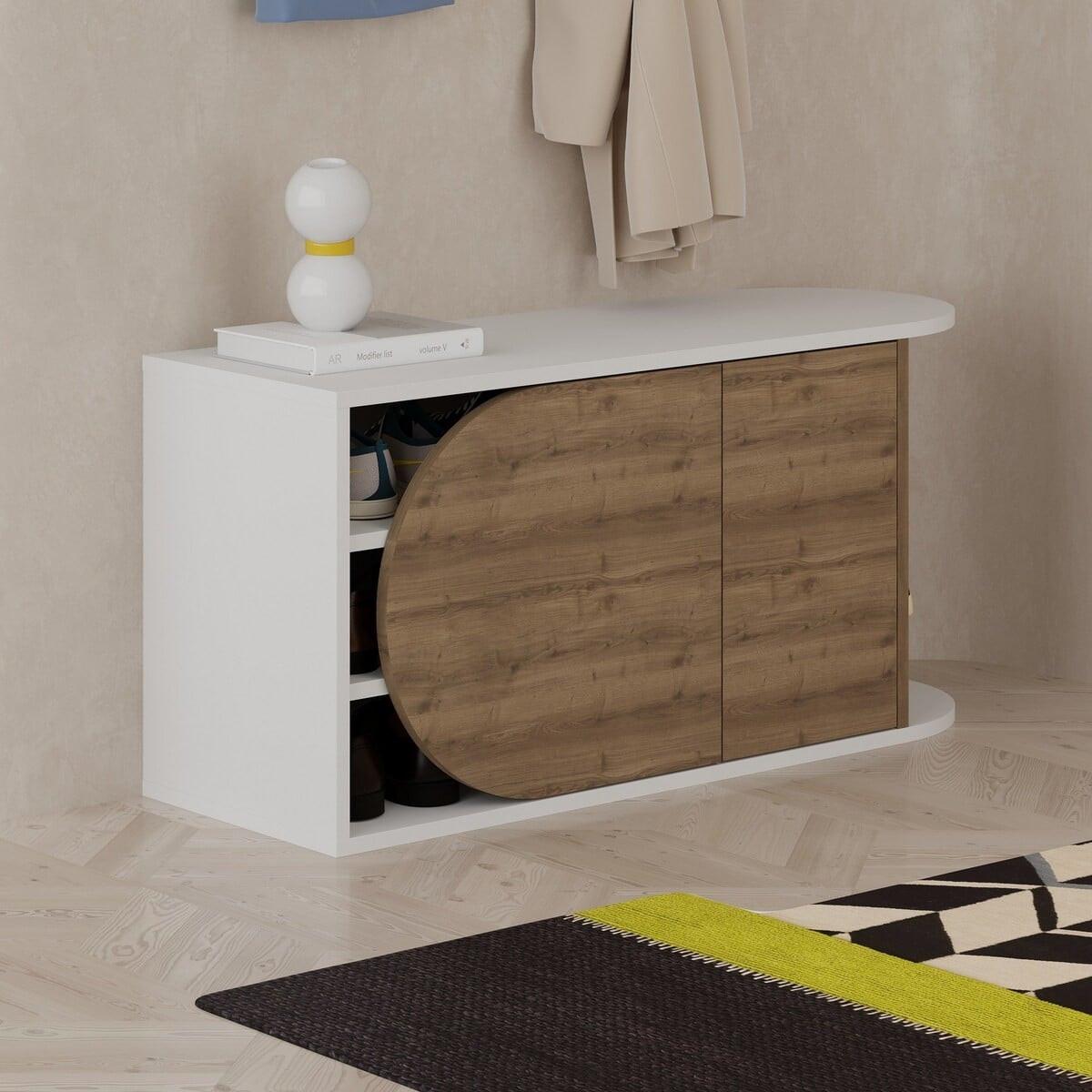 SCHUHAUFBEWAHRUNG 2 Türen B104 cm – NOVA - Weiß, Holzwerkstoff (37/50/123.1cm) - Calicosy