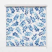 INNENROLLO - Fensterrollo - Rollo - 70x140 cm - Blaue Blätter - Blau, Kunststoff (70/140/0.5cm) - TULUP