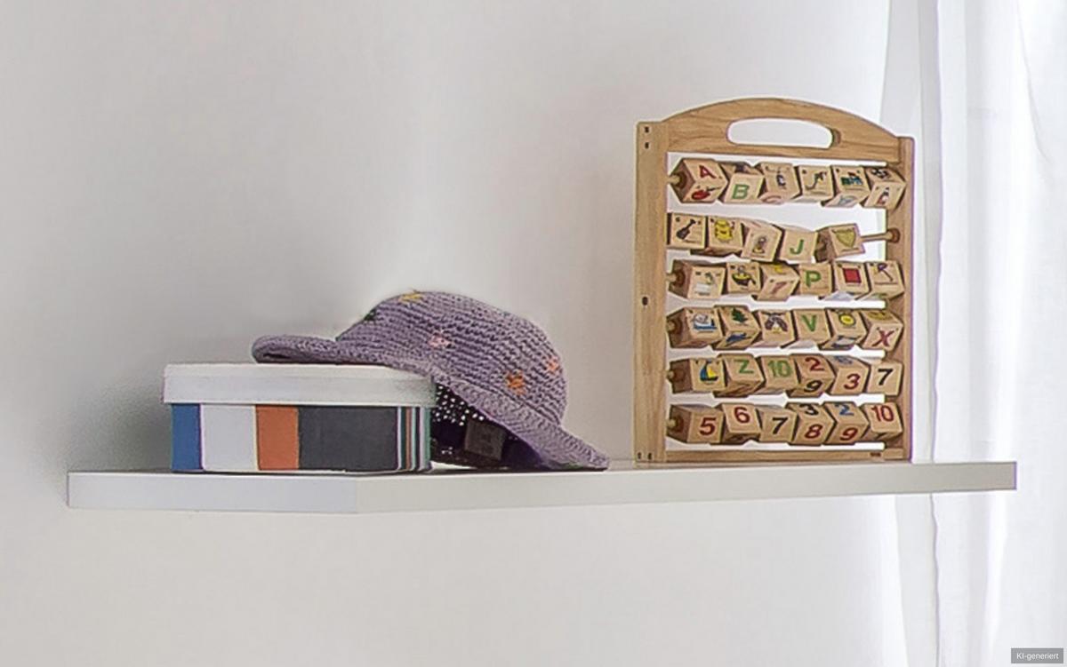 WANDBOARD, Hängeregal B78/H3/T25 cm, passend zum Babyzimmer Weiß & Eiche Dekor (22811,22812,22813) / 22800-05 - Weiß, Holzwerkstoff (78/3/25cm) - luma-home