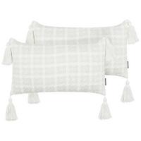DEKOKISSEN 2er-Set Beige 30/60 cm Douris - Beige/Weiß, Textil (30/60cm) - Beliani