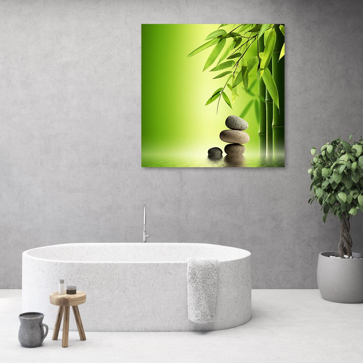 WANDBILD zen bambus steine pflanzen - Grün, Textil (50/50cm) - Feeby