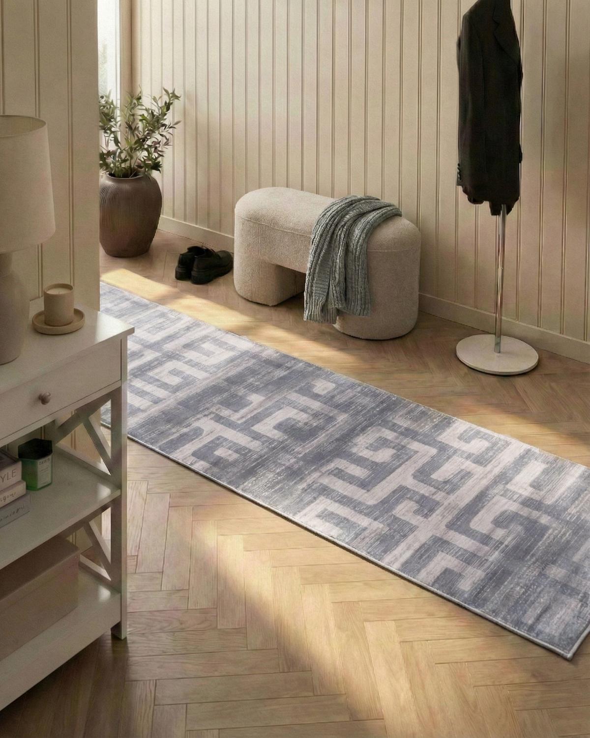 TEPPICH Grau 80/300 cm Beydag - Dunkelgrau/Grau, Textil (80/300cm) - Beliani