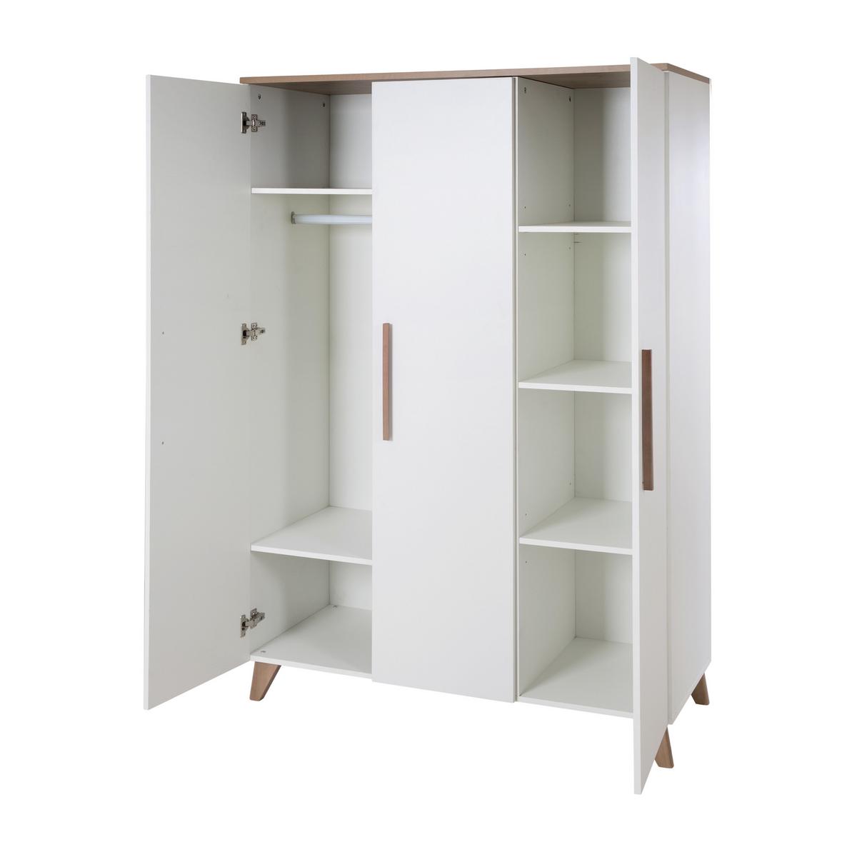 KLEIDERSCHRANK Lennie - Eichefarben/Weiß, Eichenholz/Holz (119/190/52cm) - Roba