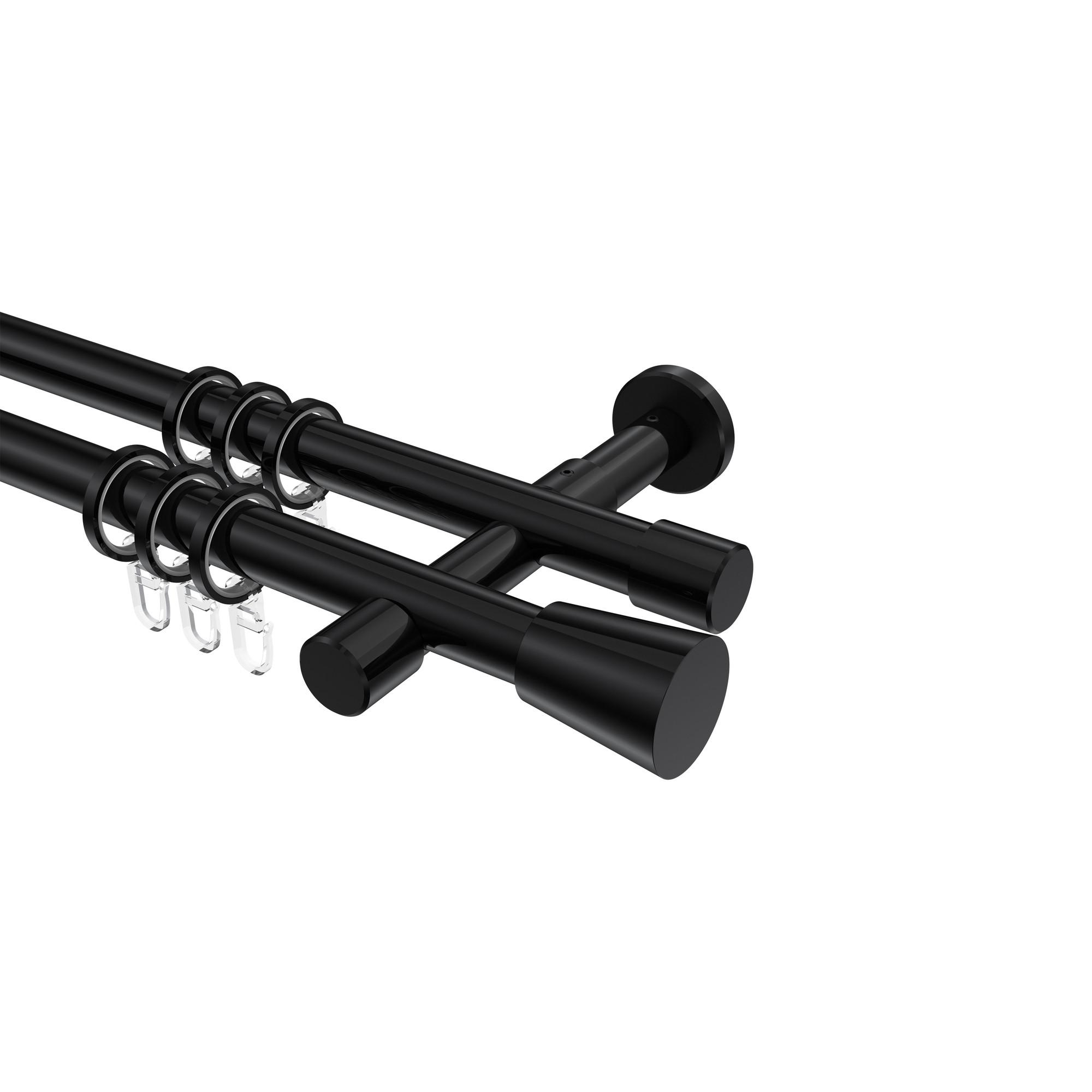 GARDINENSTANGE Prestige Sitra 280 cm (geteilt in 2 x 140 cm), 2-läufig, 20 mm Ø Schwarz - Schwarz, Metall (280cm) - INTERDECO