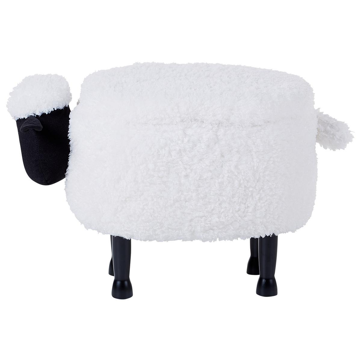 TIERHOCKER Weiß Sheep 35/55/40 cm - Weiß, Kunststoff/Textil (55/40/35cm) - Beliani