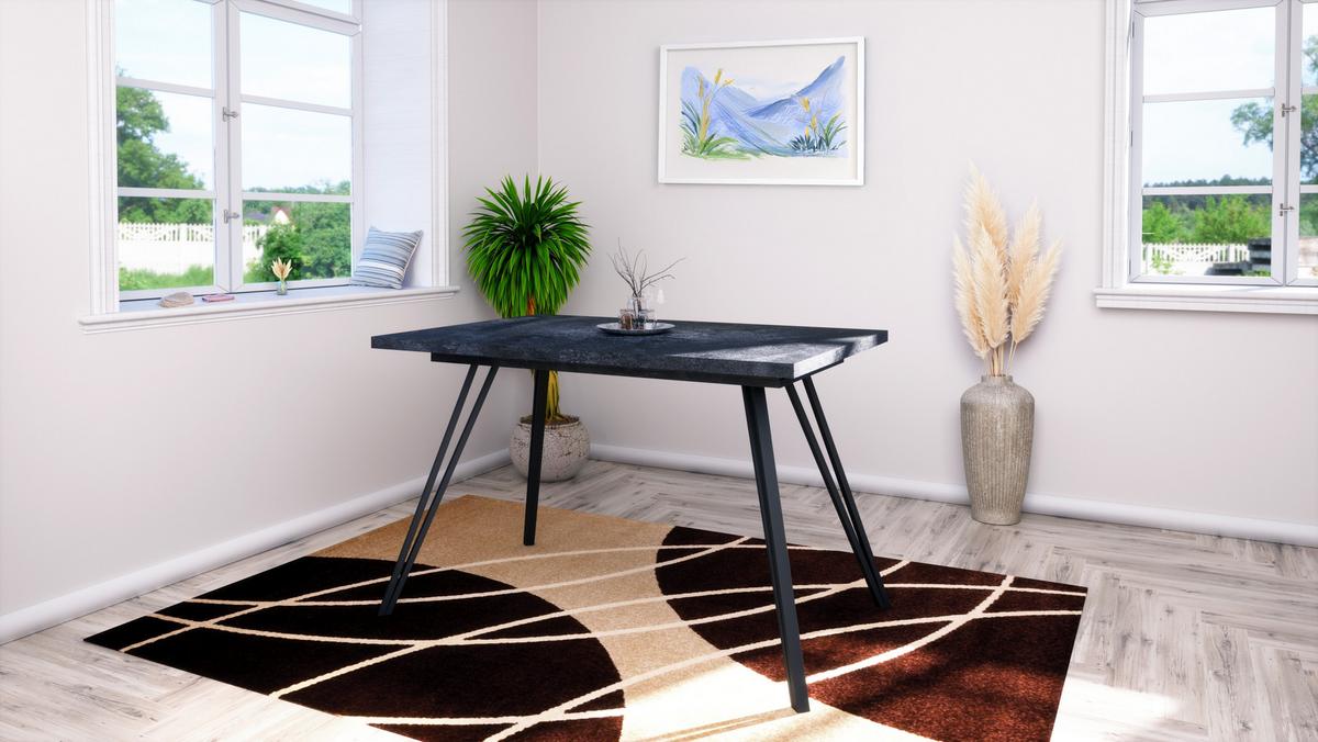 ESSTISCH Lisa Holzkohle Optik - Schwarz, Holzwerkstoff (80/160/75cm) - Vladon