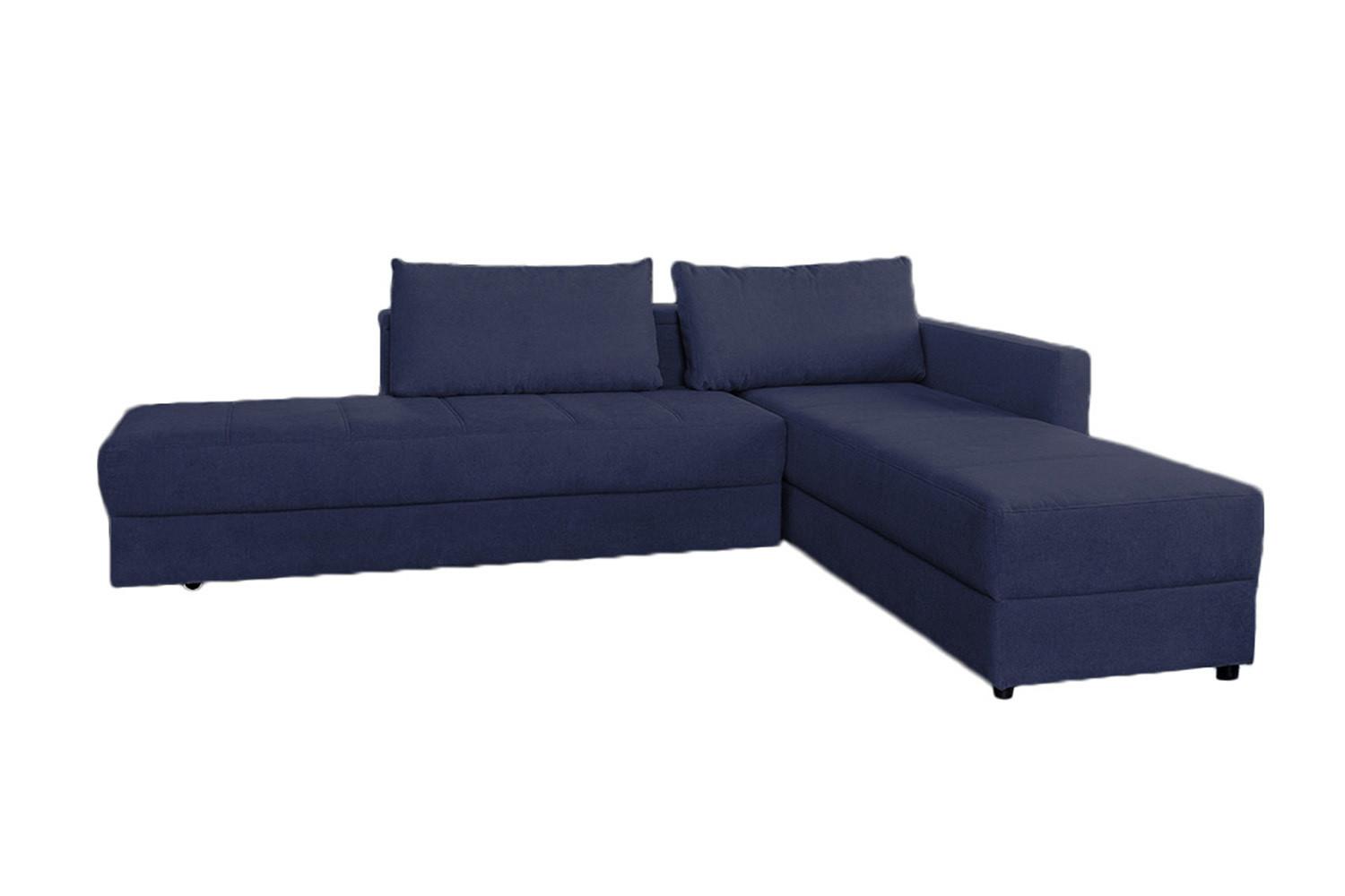 SCHLAFSOFA IDA Blau Webstoff Mit Schlaffunktion - Blau/Schwarz, Textil (287/229cm) - KAWOLA