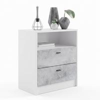 KOMMODE Pino Fronten in Beton Oxid Optik - Hellgrau, Holzwerkstoff (56/67.5/36cm) - Vladon
