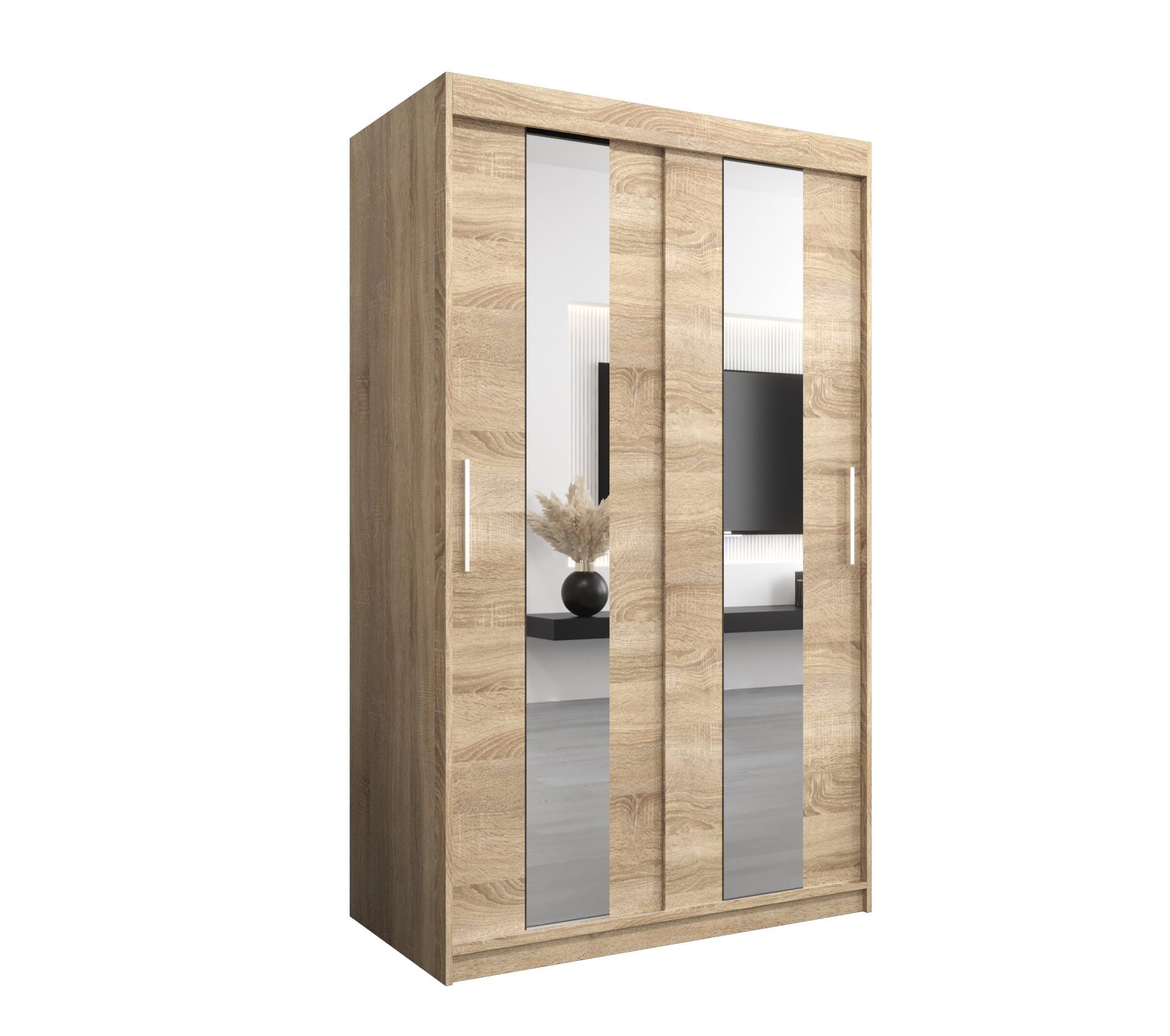 SCHWEBETÜRENSCHRANK 200/120/62 2-türig - Silberfarben/Sonoma Eiche, Holz/Kunststoff (120/200/62cm) - MÖBEL KRYSPOL