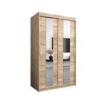 SCHWEBETÜRENSCHRANK 200/120/62 2-türig - Silberfarben/Sonoma Eiche, Holz/Kunststoff (120/200/62cm) - MÖBEL KRYSPOL